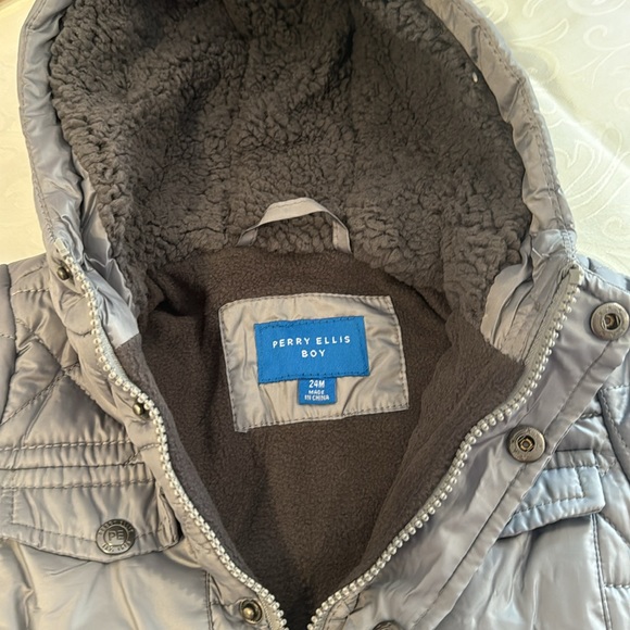 Perry Ellis Diamond Quilt Cire Faux Shearling Lined Jacket - Picture 8 of 9